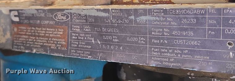 image for item EV1590 1997 Ford F800 digger derrick truck