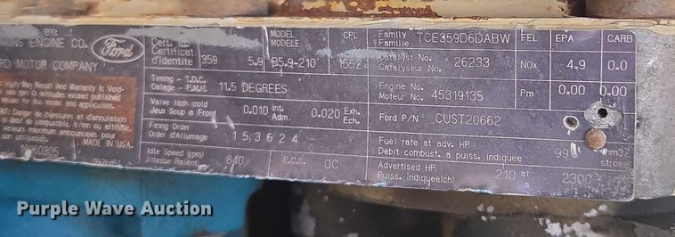 image for item EV1590 1997 Ford F800 digger derrick truck