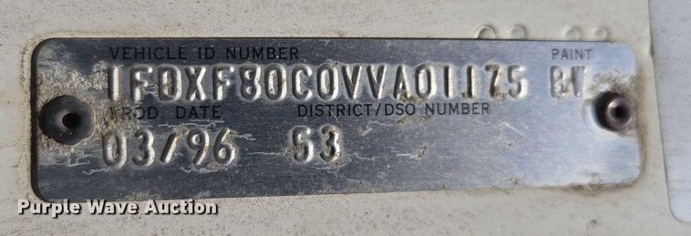 image for item EV1590 1997 Ford F800 digger derrick truck