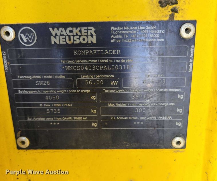image for item EV1604 Wacker Neuson SW 28 skid steer loader