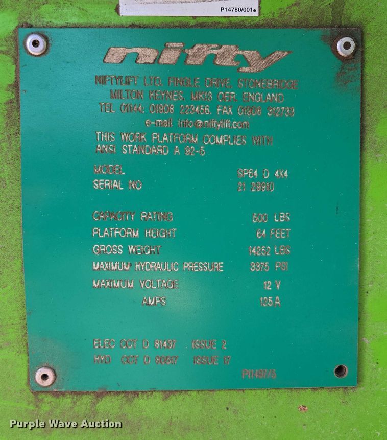 image for item EV1605 Nifty SP64 boom lift