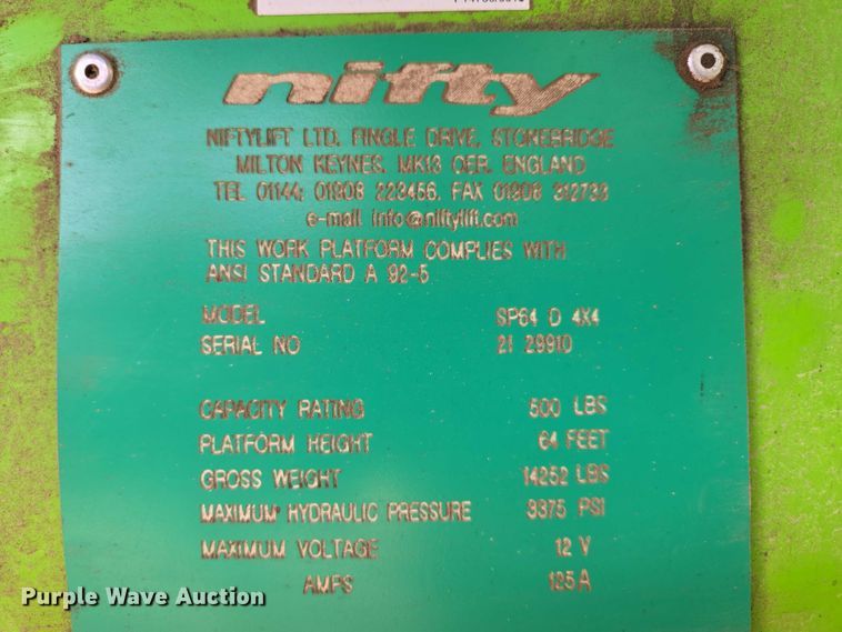 image for item EV1605 Nifty SP64 boom lift