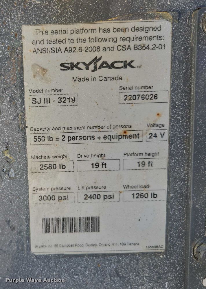 image for item EV1610 SkyJack SJ III 3219 scissor lift