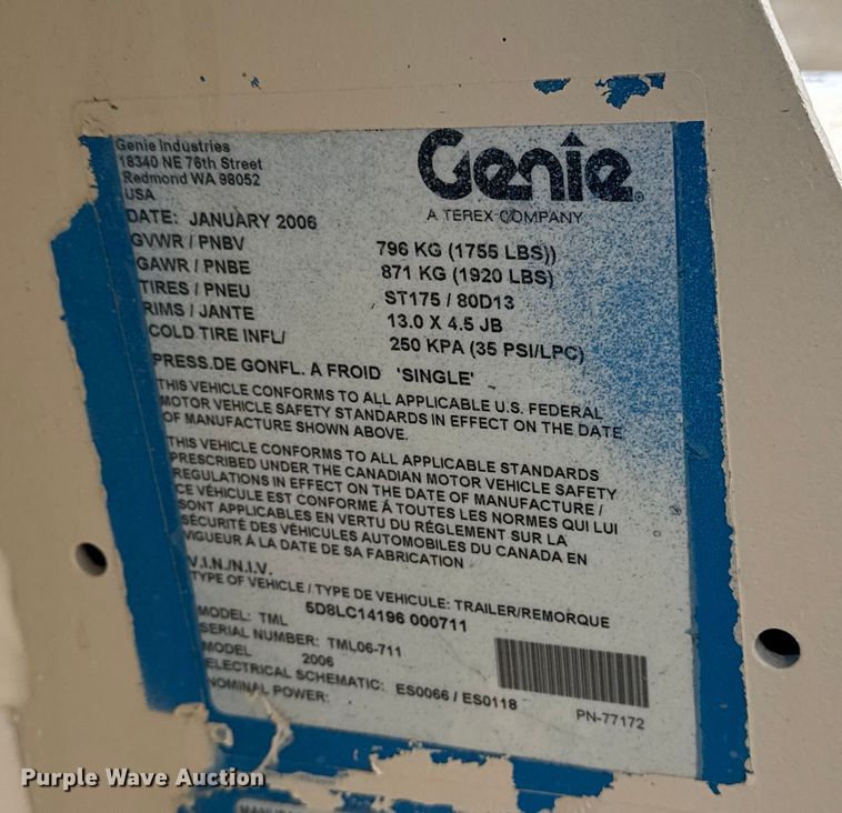 image for item NU9572 2006 Genie TML light plant
