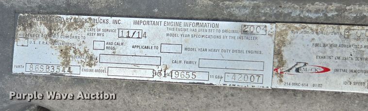 image for item YA0686 2005 Mack Granite CV713 dump truck