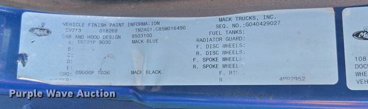 image for item YA0686 2005 Mack Granite CV713 dump truck