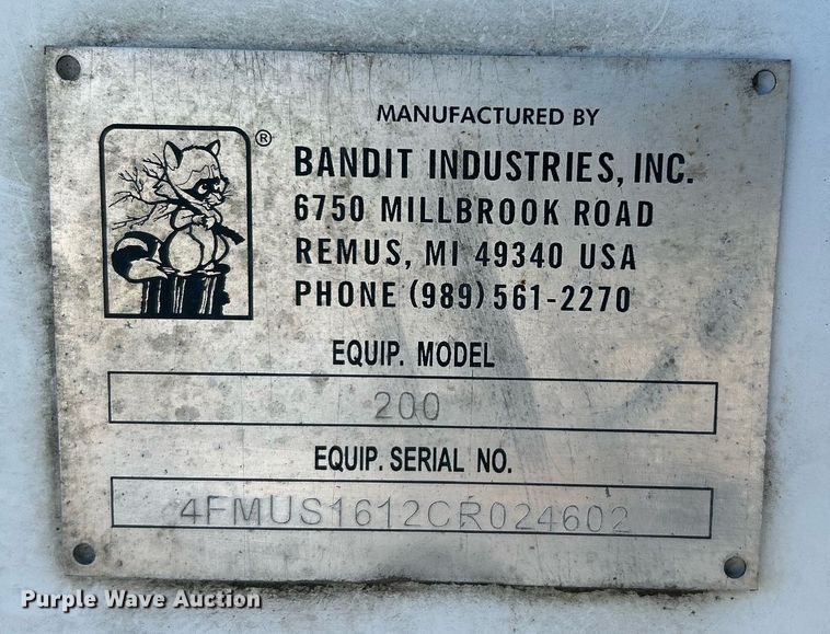 image for item YA0766 2012 Bandit industries 200XP wood chipper