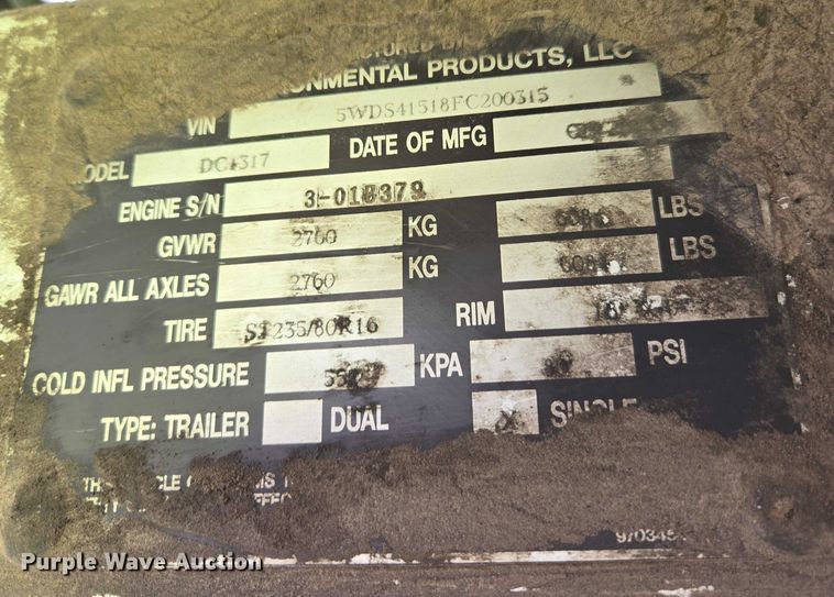 image for item YA0796 2015 Altec DC 1317 wood chipper