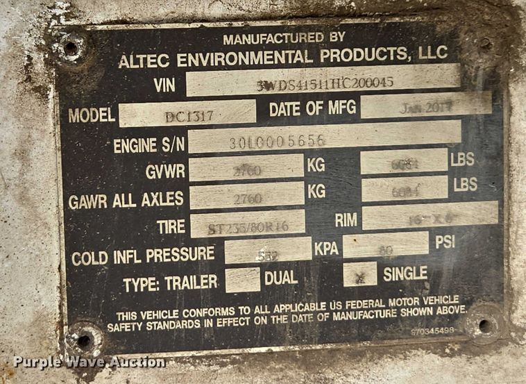 image for item YA0798 2017 Altec DC 1317 wood chipper