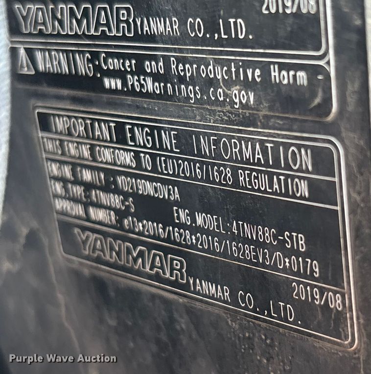 image for item YA0952 2019 Takeuchi TB240  mini excavator