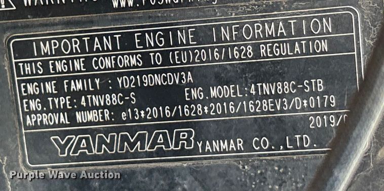 image for item YA0952 2019 Takeuchi TB240  mini excavator