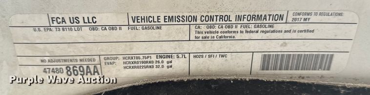 image for item DJ7773 2017 Dodge Ram 1500 Quad Cab pickup truck