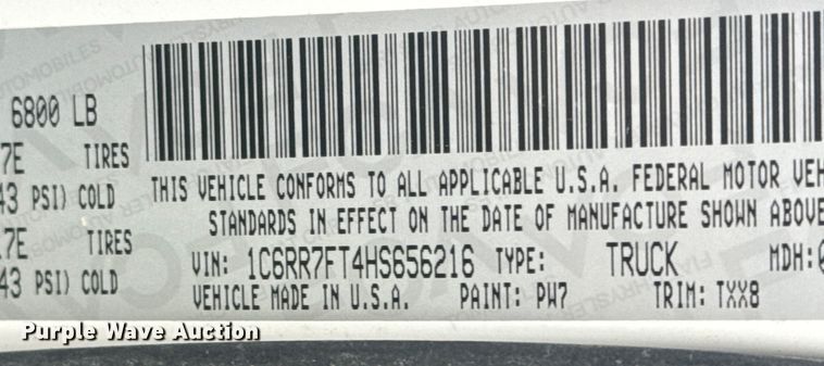 image for item DJ7773 2017 Dodge Ram 1500 Quad Cab pickup truck