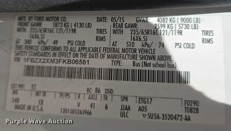 image for item DR3991 2015 Ford Transit 350 XLT handicap accessible van