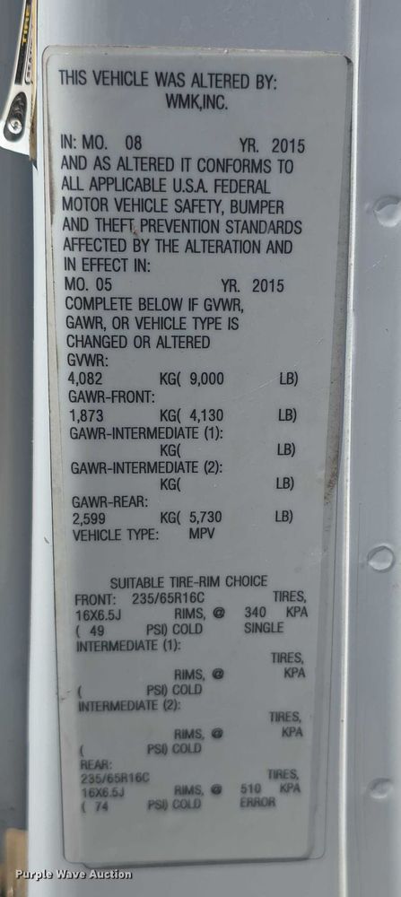 image for item DR3991 2015 Ford Transit 350 XLT handicap accessible van