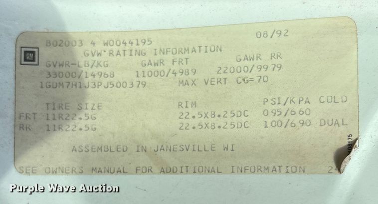 image for item DU1273 1993 GMC Top Kick C6500 tank truck