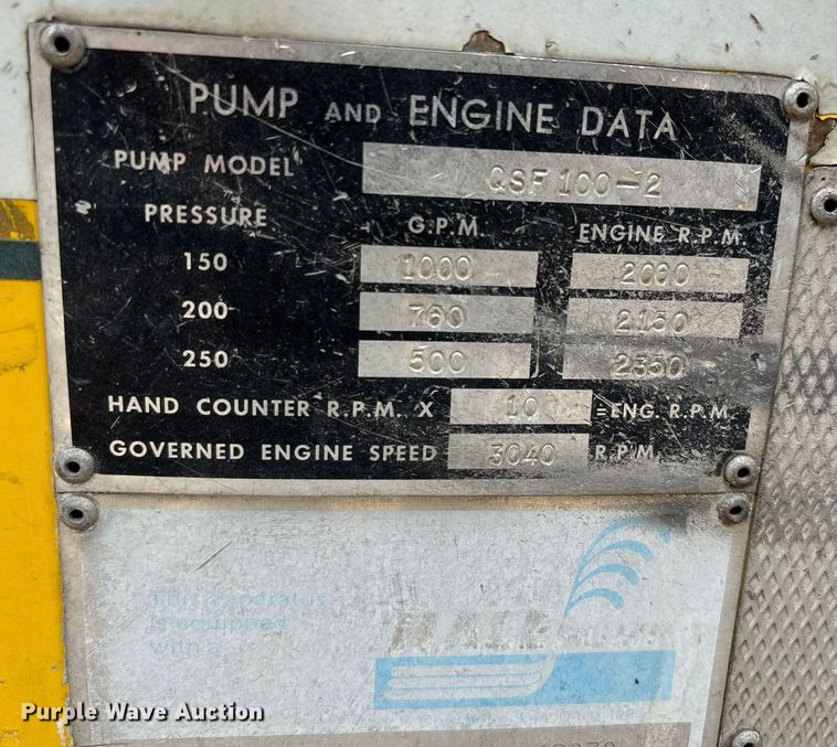 image for item DU1277 1979 International CO1950B pumper fire truck