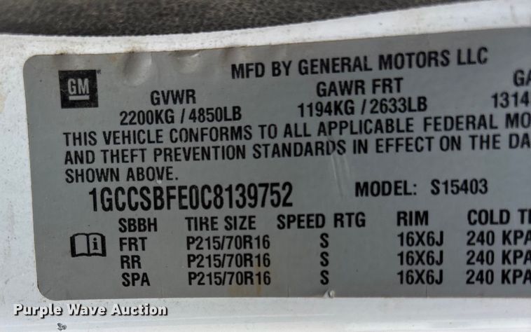 image for item DU1300 2012 Chevrolet Colorado pickup truck