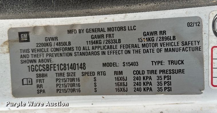 image for item DU1301 2012 Chevrolet Colorado pickup truck