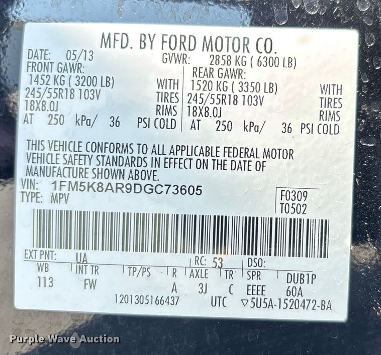 image for item DU1312 2013 Ford Explorer Police Interceptor SUV