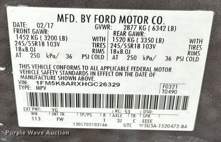 image for item DW3463 2017 Ford Explorer Police Interceptor SUV