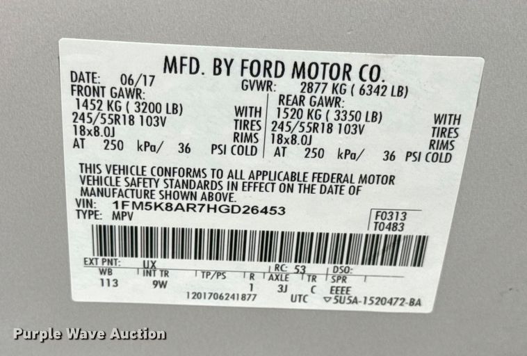 image for item DW3467 2017 Ford Explorer Police Interceptor SUV