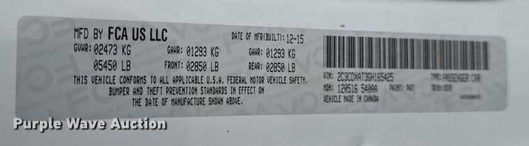 image for item DW3468 2016 Dodge Charger Police 