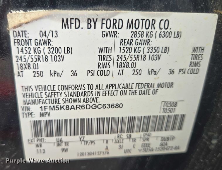 image for item DX7253 2013 Ford Explorer Police Interceptor SUV