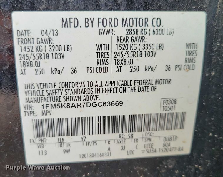 image for item DX7254 2013 Ford Explorer Police Interceptor  SUV