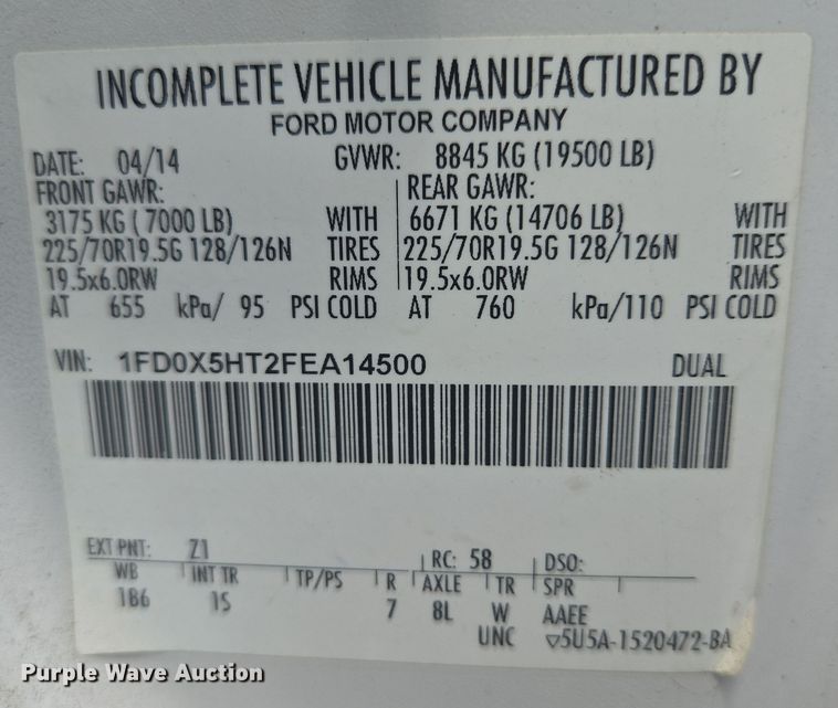 image for item DX7260 2015 Ford F550 bucket truck