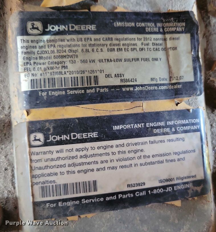 image for item DX7265 2012 John Deere  624K wheel loader