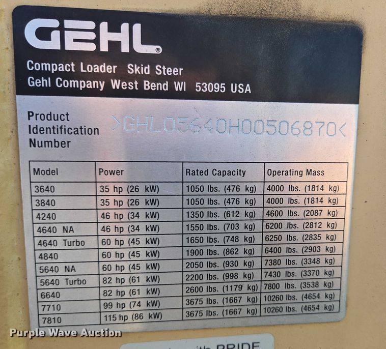 image for item DX7273 2005 Gehl 5640 Turbo skid steer loader