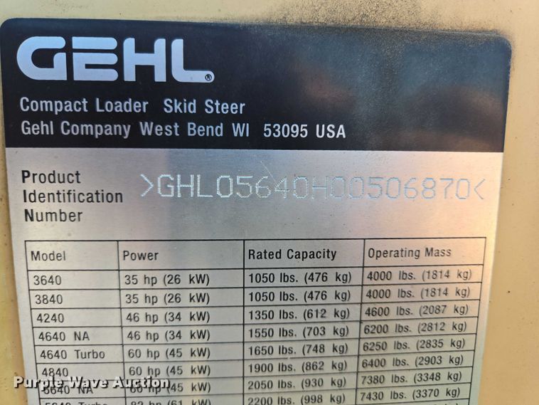 image for item DX7273 2005 Gehl 5640 Turbo skid steer loader