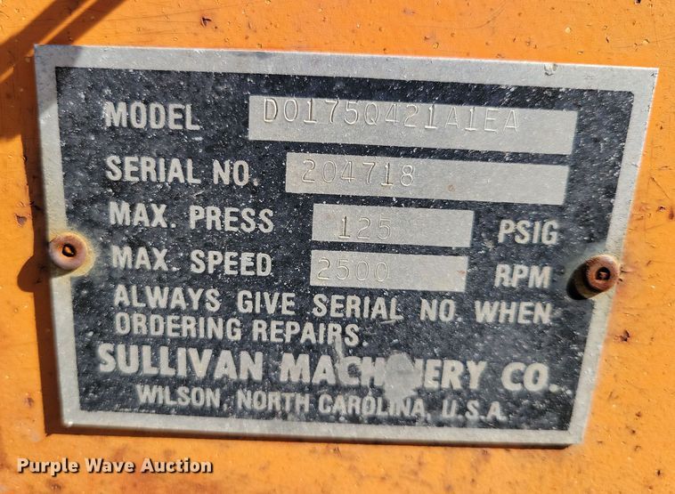 image for item DX7275 1986 Sullivan D175Q air compressor