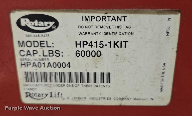 image for item DX7402 Rotary Lift HP415-1 automotive lift