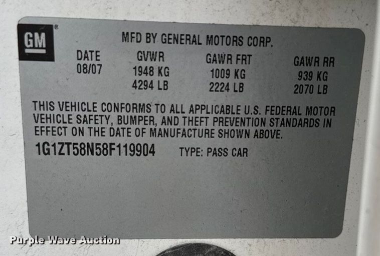 image for item DZ4265 2008 Chevrolet Malibu 