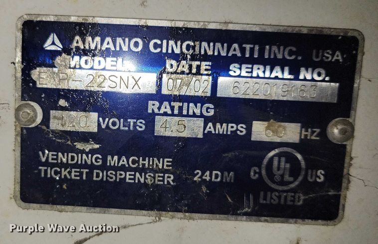 image for item DZ6530 Amano (9) parking garage ticket machines