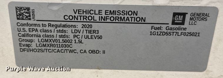 image for item DZ8946 2020 Chevrolet Malibu LT 