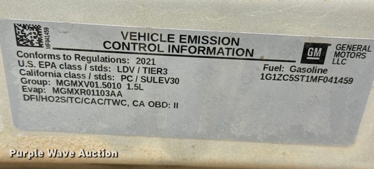 image for item DZ8948 2021 Chevrolet Malibu 