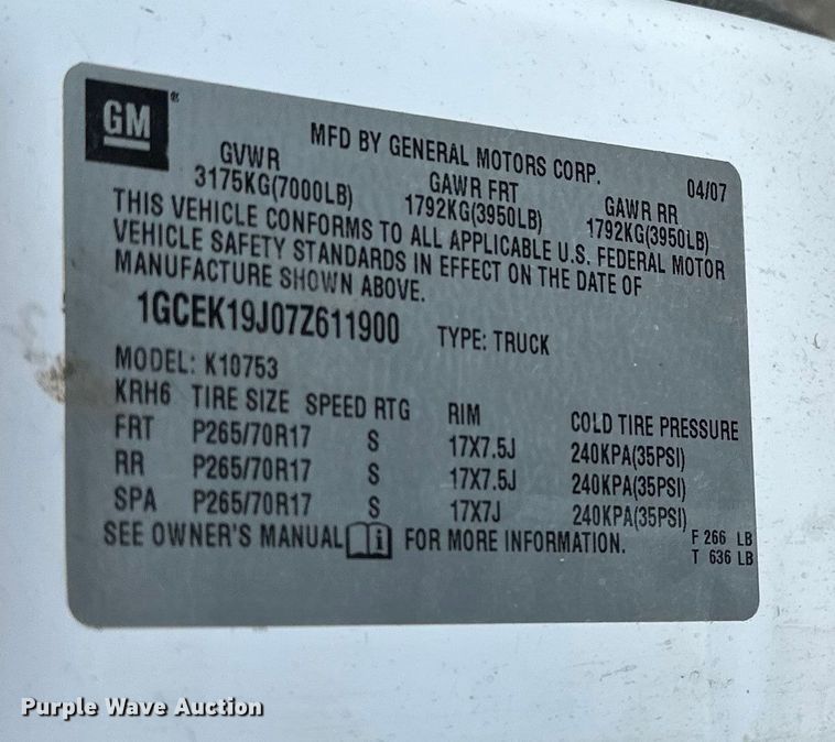 image for item EE3981 2007 Chevrolet Silverado 1500 Ext. Cab pickup truck