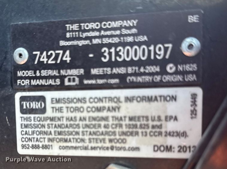 image for item EG8188 2013 Toro Z Master Professional 7000 ZTR lawn mower