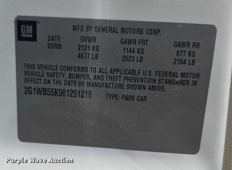 image for item EG8210 2008 Chevrolet Impala 