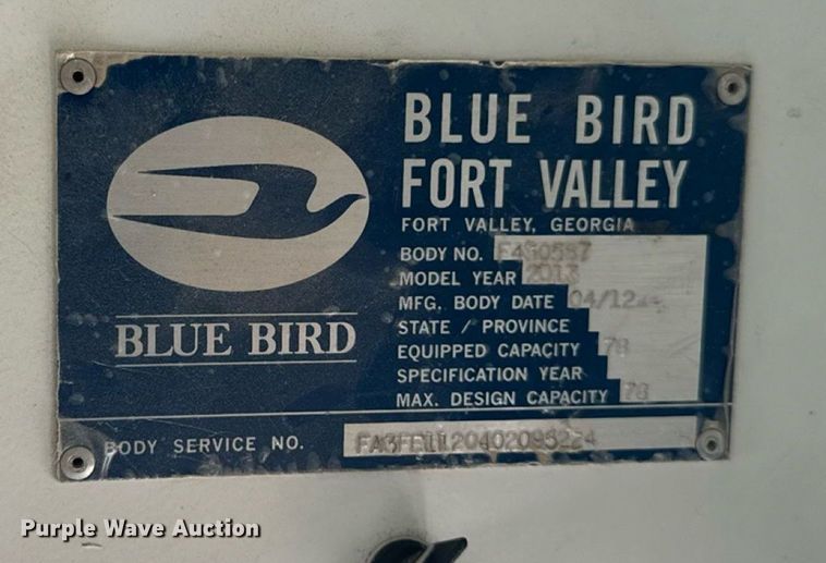 image for item EM2304 2013 Blue Bird All American school bus