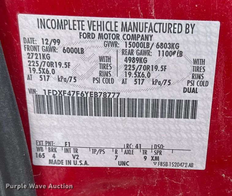 image for item EM2319 2000 Ford F450 Super Duty  flatbed truck