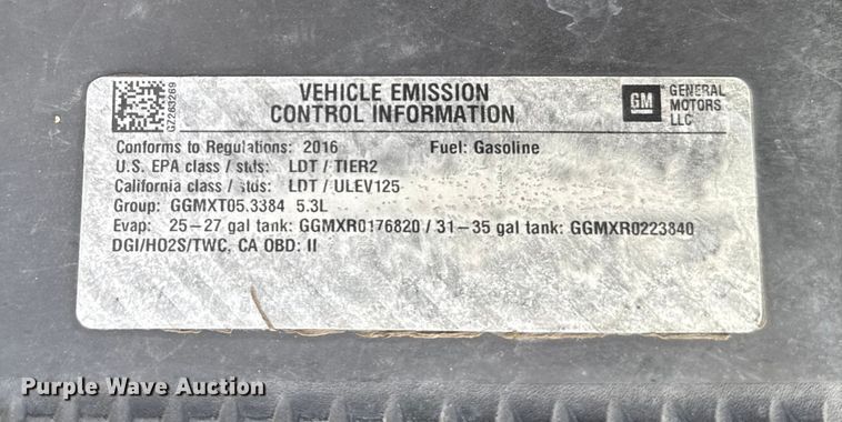 image for item ER2276 2016 Chevrolet Silverado 1500 pickup truck