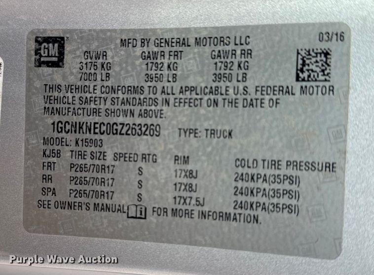 image for item ER2276 2016 Chevrolet Silverado 1500 pickup truck