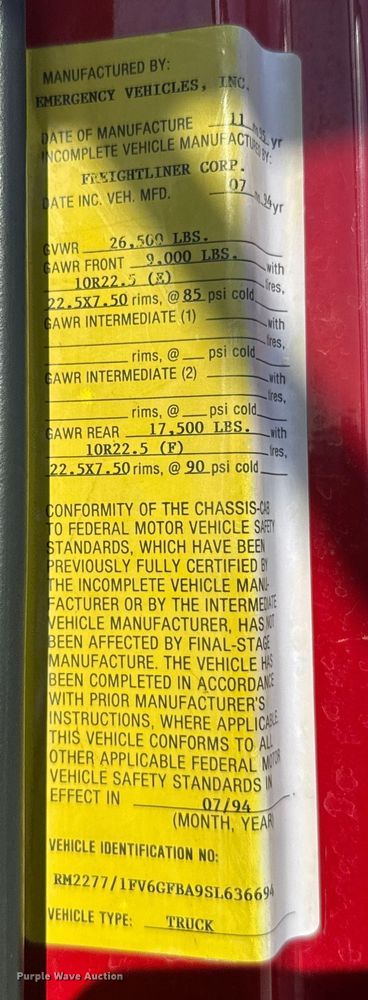 image for item ER2305 1995 Freightliner FL60 rescue vehicle