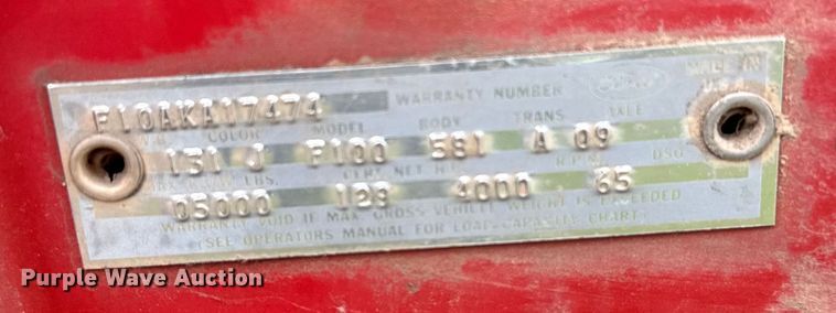 image for item ER2308 1966 Ford F100 pickup truck