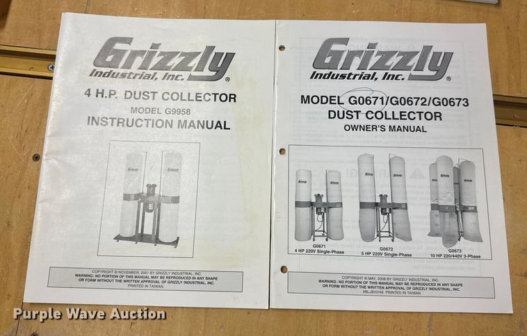 image for item ER2327 2005 Grizzly G9958 dust collection