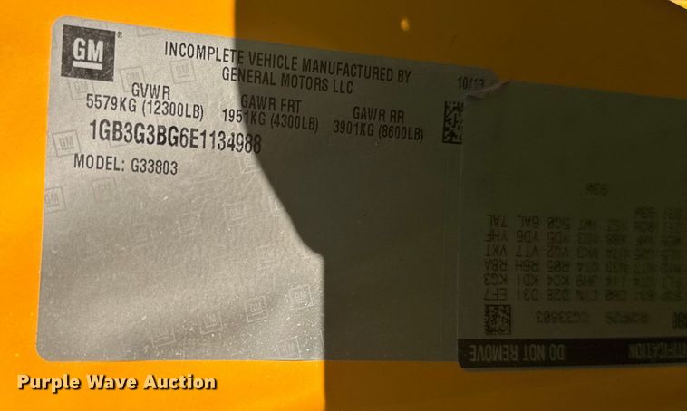 image for item ER2332 2014 Chevrolet Express school bus